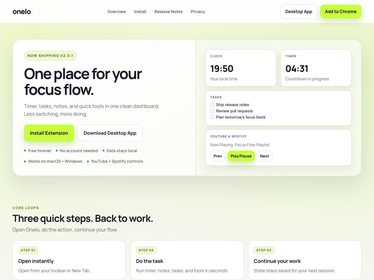 Onelo website screenshot