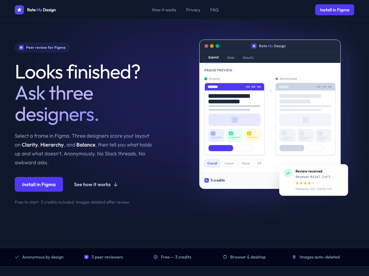 Rate My Design website screenshot