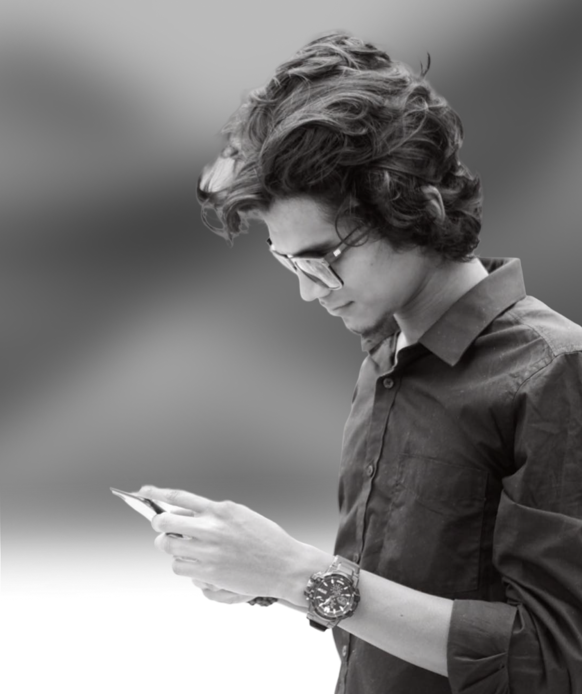 Vivek Krishnan S, Product Manager at CareStack, black and white portrait photo